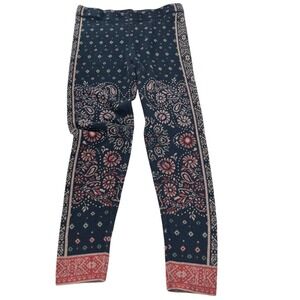 American Eagle Outfitters Large Boho Floral Print Knit‎ Leggings Blue Pink Women